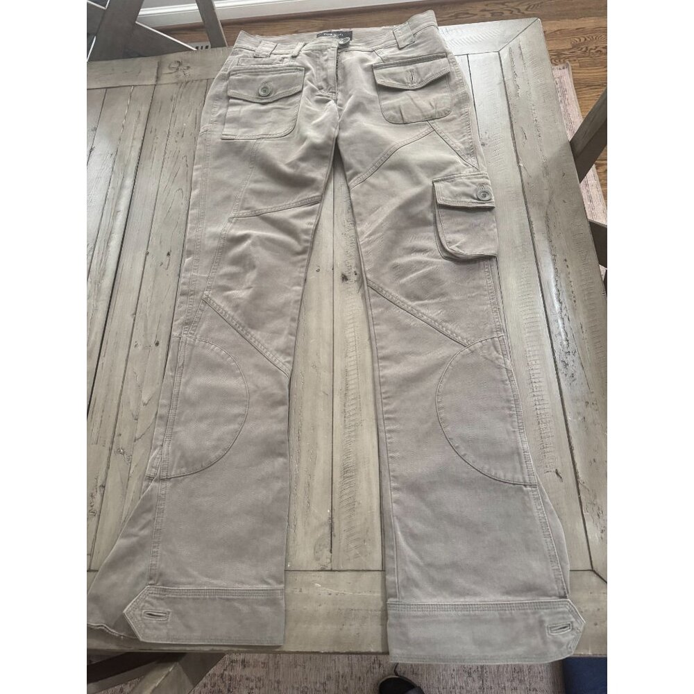 KAREN MILLEN Grey Cargo Flare Pants Jeans Size 8 Medium